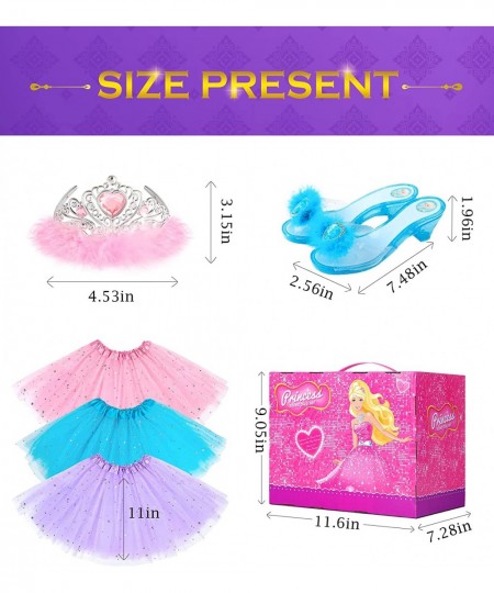 Princess Dress Up Shoes Princess Dresses for Girls Dress Up Clothes Pretend Play Costumes-3 Sets of Princess Shoes Dresses an...