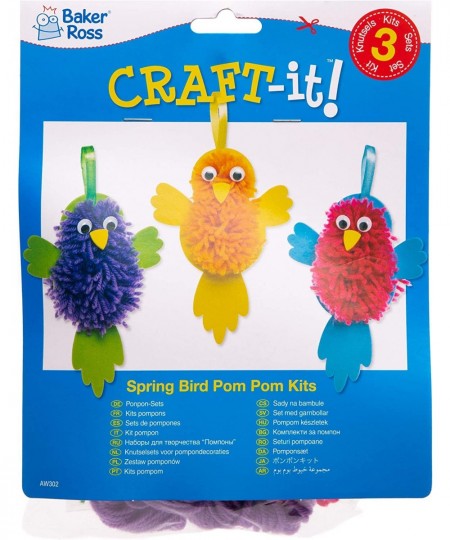 AW302 Spring Themed Bird Pom Pom Kits - Pack of 3 for Kids to Make and Display $17.63 - Kids' Drawing & Writing Boards