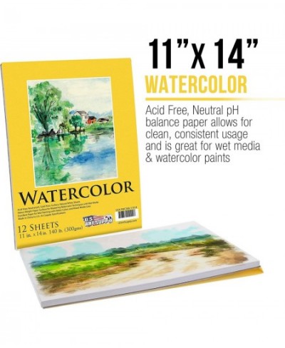 11" x 14" Premium Heavyweight Watercolor Painting Paper Pad Pack of 2 12 Sheets Each 140 Pound (300gsm) - Cold Pressed Acid-F...