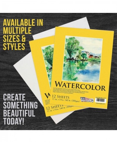 11" x 14" Premium Heavyweight Watercolor Painting Paper Pad Pack of 2 12 Sheets Each 140 Pound (300gsm) - Cold Pressed Acid-F...