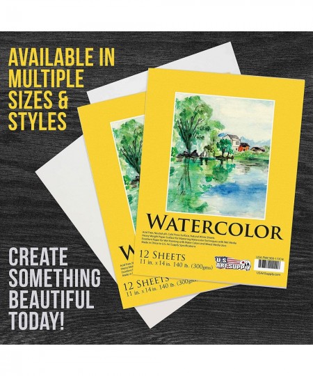 11" x 14" Premium Heavyweight Watercolor Painting Paper Pad Pack of 2 12 Sheets Each 140 Pound (300gsm) - Cold Pressed Acid-F...