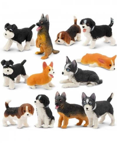 12PCS Dog Figurines Playset Realistic Detailed Plastic Puppy Figures Hand Painted Mini Dog Figures Toy Set Cake Toppers Birth...