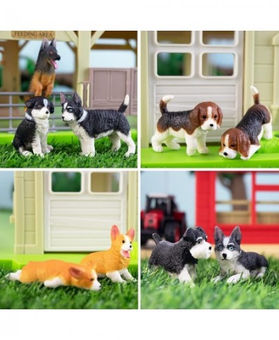 12PCS Dog Figurines Playset Realistic Detailed Plastic Puppy Figures Hand Painted Mini Dog Figures Toy Set Cake Toppers Birth...