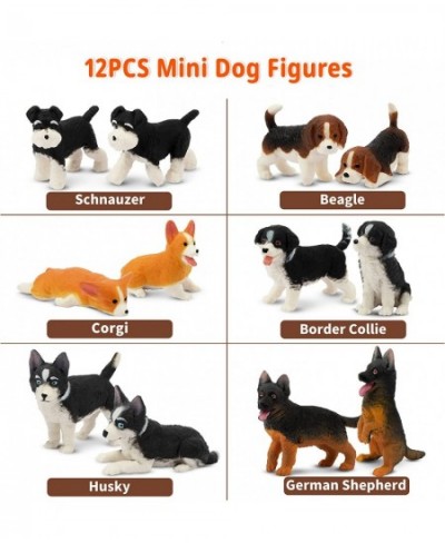 12PCS Dog Figurines Playset Realistic Detailed Plastic Puppy Figures Hand Painted Mini Dog Figures Toy Set Cake Toppers Birth...