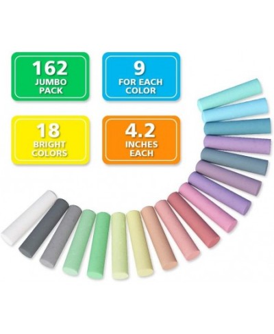 Sidewalk Chalk 162 Pack 18 Colors Sidewalk Chalk Set For Kids Jumbo Chalk Bulk Great for Kids Family Paint on Sidewalk Wall S...