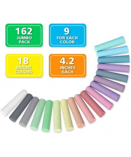 Sidewalk Chalk 162 Pack 18 Colors Sidewalk Chalk Set For Kids Jumbo Chalk Bulk Great for Kids Family Paint on Sidewalk Wall S...