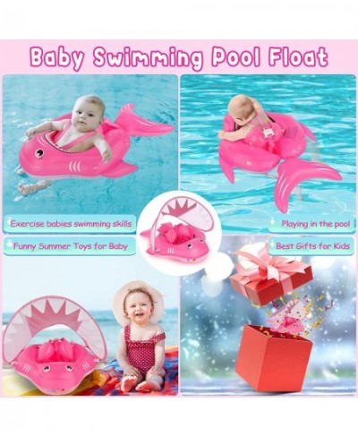 Baby Pool Float Baby Swim Float with Canopy Inflatable Baby Swimming Floaties with Safety Support Baby Shark Pool Floats for ...