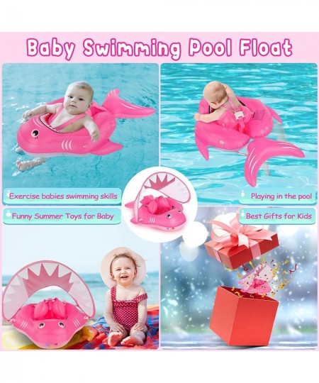 Baby Pool Float Baby Swim Float with Canopy Inflatable Baby Swimming Floaties with Safety Support Baby Shark Pool Floats for ...