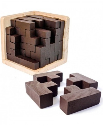 Wooden Brain Teaser Puzzle Cube Wooden Puzzles T-Shaped Jigsaw Logic Puzzle Educational Toy for Kids and Adults (Wine) $20.05...