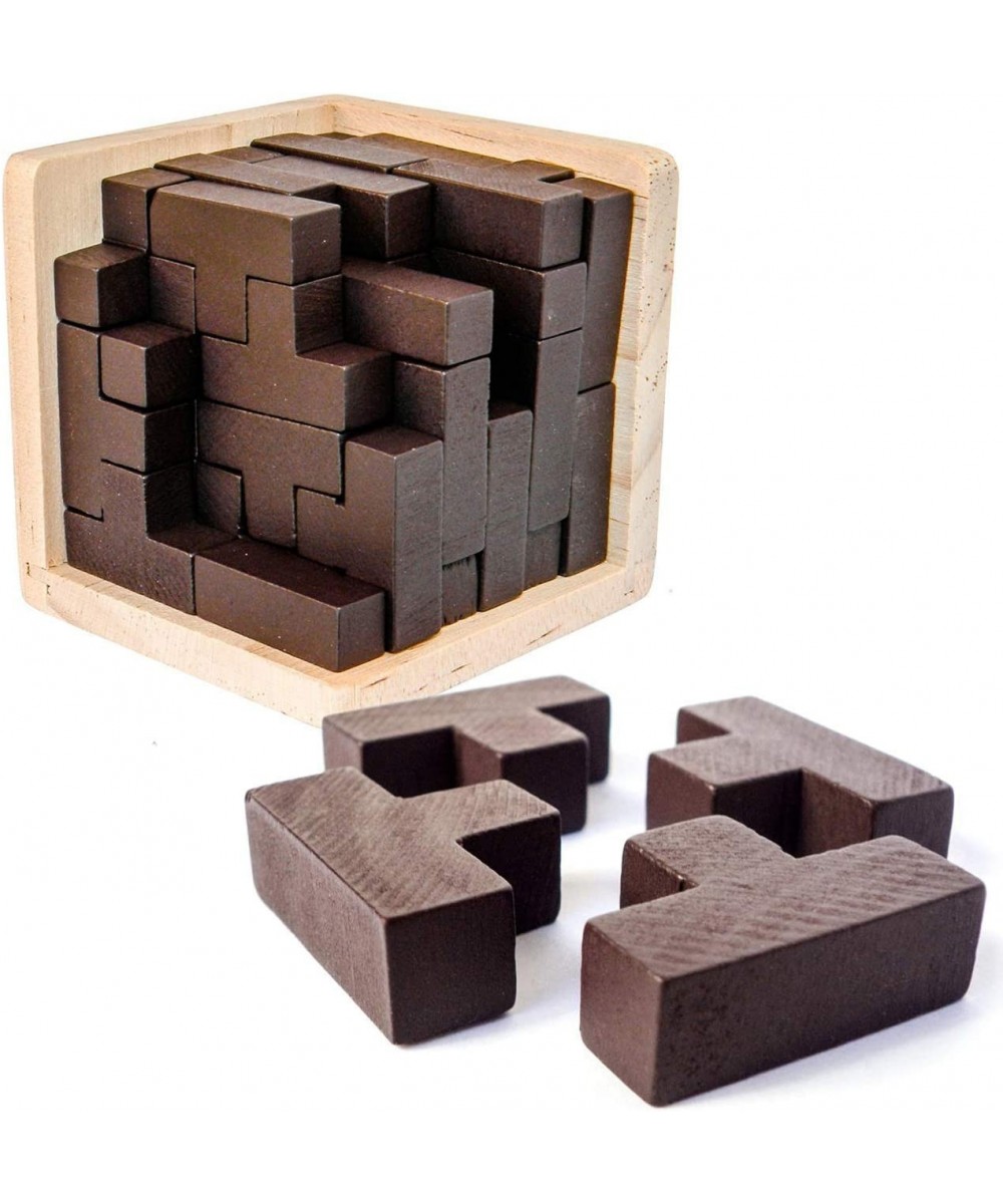 Wooden Brain Teaser Puzzle Cube Wooden Puzzles T-Shaped Jigsaw Logic Puzzle Educational Toy for Kids and Adults (Wine) $20.05...