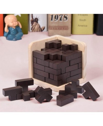 Wooden Brain Teaser Puzzle Cube Wooden Puzzles T-Shaped Jigsaw Logic Puzzle Educational Toy for Kids and Adults (Wine) $20.05...