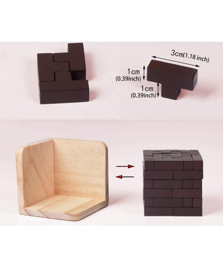 Wooden Brain Teaser Puzzle Cube Wooden Puzzles T-Shaped Jigsaw Logic Puzzle Educational Toy for Kids and Adults (Wine) $20.05...