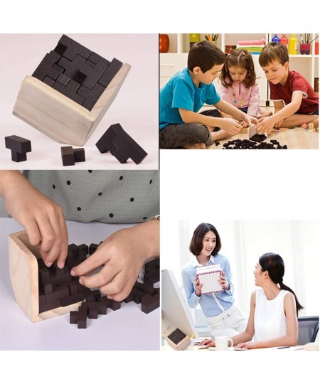 Wooden Brain Teaser Puzzle Cube Wooden Puzzles T-Shaped Jigsaw Logic Puzzle Educational Toy for Kids and Adults (Wine) $20.05...