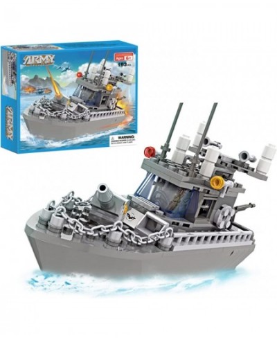 Battleship Building Kit 193 Pcs Army Ship Toys Coast Guard Warship with Solid Hull and Deck Military Building Set for Kids Bo...