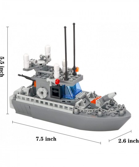 Battleship Building Kit 193 Pcs Army Ship Toys Coast Guard Warship with Solid Hull and Deck Military Building Set for Kids Bo...