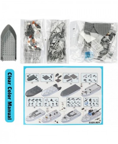 Battleship Building Kit 193 Pcs Army Ship Toys Coast Guard Warship with Solid Hull and Deck Military Building Set for Kids Bo...