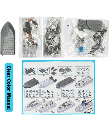 Battleship Building Kit 193 Pcs Army Ship Toys Coast Guard Warship with Solid Hull and Deck Military Building Set for Kids Bo...