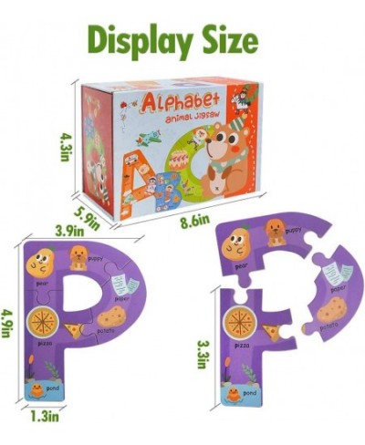 Wooden Jumbo Alphabet ABC Letter Toddler Puzzles Color Shape Animals Recognition Montessori STEM Jigsaw Preschool Learning Ed...