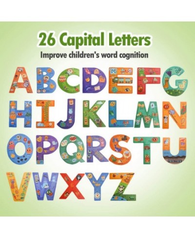 Wooden Jumbo Alphabet ABC Letter Toddler Puzzles Color Shape Animals Recognition Montessori STEM Jigsaw Preschool Learning Ed...