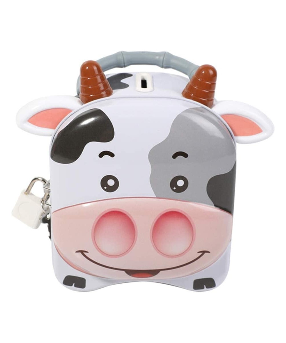 Cute Milk Cow Piggy Bank Tinplate Money Saving Bank Coin Bank Zodiac Ox Anima Figurine Saving Pot Money Box Change Container ...