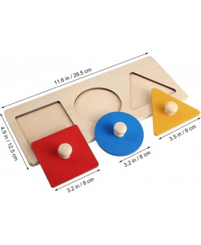 Baby Wooden Shape Puzzles Montessori Wood Knob Puzzle Board Geometric Shape Match Puzzles Preschool Training Tool for Baby Ki...