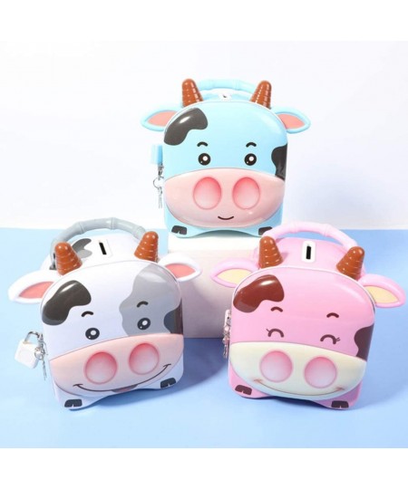 Cute Milk Cow Piggy Bank Tinplate Money Saving Bank Coin Bank Zodiac Ox Anima Figurine Saving Pot Money Box Change Container ...