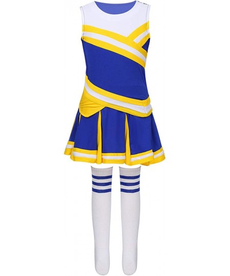 High School Girls Cheer Leader Costume Uniform Cheerleading Outfit Shell Top with Pleated Skirt Knee Socks Set $38.50 - Kids'...