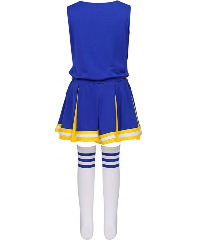 High School Girls Cheer Leader Costume Uniform Cheerleading Outfit Shell Top with Pleated Skirt Knee Socks Set $38.50 - Kids'...