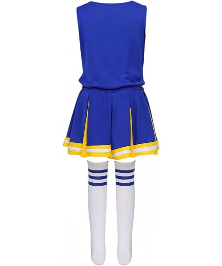 High School Girls Cheer Leader Costume Uniform Cheerleading Outfit Shell Top with Pleated Skirt Knee Socks Set $38.50 - Kids'...