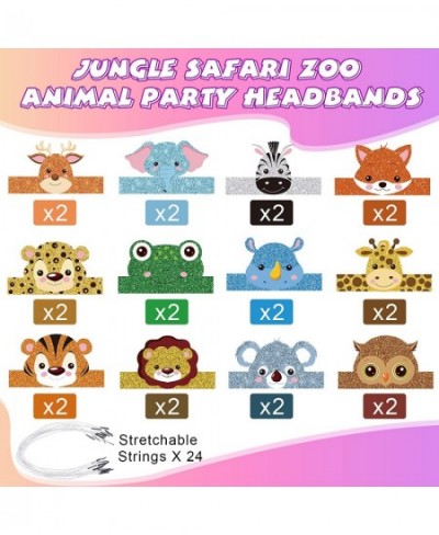 24 Pcs Animal Birthday Party Hats Jungle Safari Animal Headbands Jungle Animal Paper Party Crown for Girls Kids (Jungle Anima...