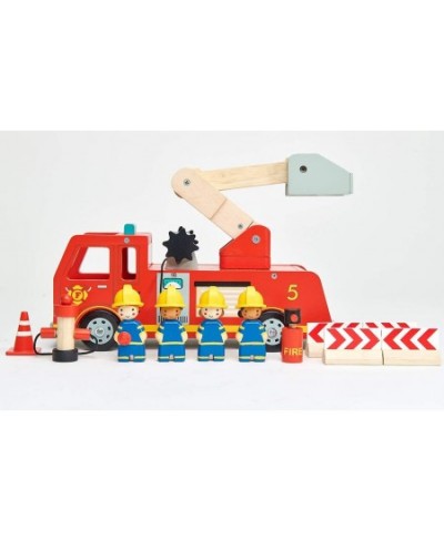 Fire Engine - Wooden Fire Truck Toy with Firefighters and Accessories - Story Telling Pretend Play and Imaginative Play for A...