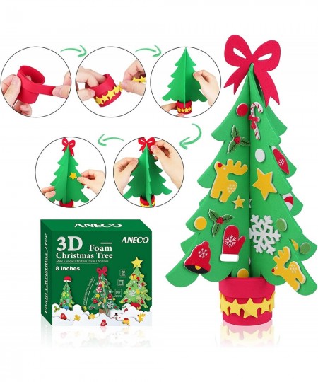 15 Kits DIY Christmas Tree Foam Craft Kits 3D Christmas Tree Foam Combination Stickers for Holiday Making Creative Christmas ...