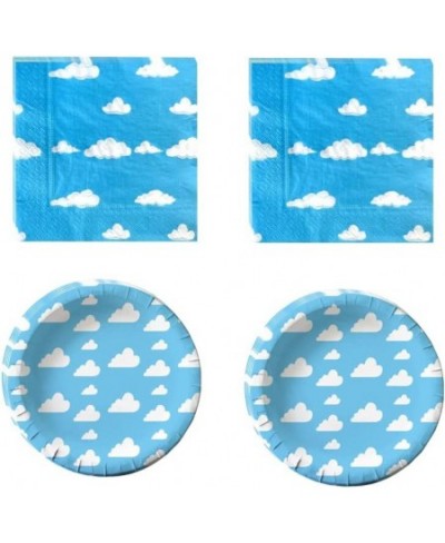 40pcs Blue Sky White Clouds Party Supplies include 20 Plates 20 Napkin Used for Cartoon Story Birthday Party Decoration Blue ...