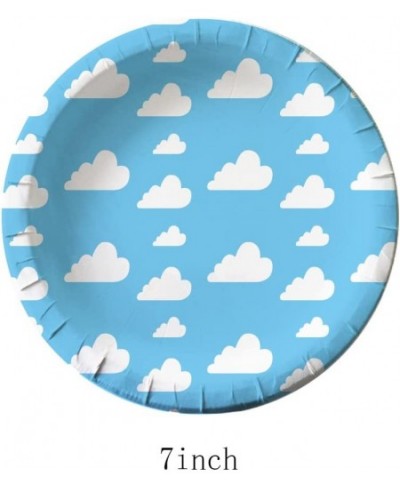 40pcs Blue Sky White Clouds Party Supplies include 20 Plates 20 Napkin Used for Cartoon Story Birthday Party Decoration Blue ...