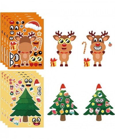 32 Sheets Christmas Party Games Stickers for Kids Crafts Make a Face Stickers DIY Make Your Own Santa Claus Snowman Reindeer ...