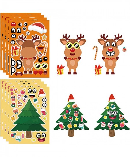 32 Sheets Christmas Party Games Stickers for Kids Crafts Make a Face Stickers DIY Make Your Own Santa Claus Snowman Reindeer ...