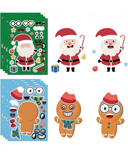 32 Sheets Christmas Party Games Stickers for Kids Crafts Make a Face Stickers DIY Make Your Own Santa Claus Snowman Reindeer ...