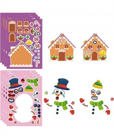 32 Sheets Christmas Party Games Stickers for Kids Crafts Make a Face Stickers DIY Make Your Own Santa Claus Snowman Reindeer ...