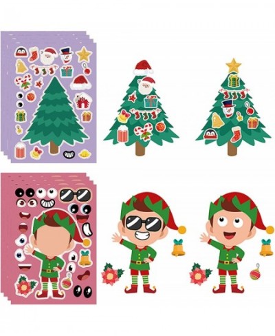 32 Sheets Christmas Party Games Stickers for Kids Crafts Make a Face Stickers DIY Make Your Own Santa Claus Snowman Reindeer ...