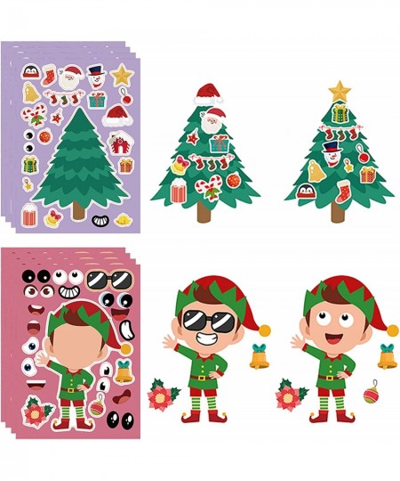 32 Sheets Christmas Party Games Stickers for Kids Crafts Make a Face Stickers DIY Make Your Own Santa Claus Snowman Reindeer ...