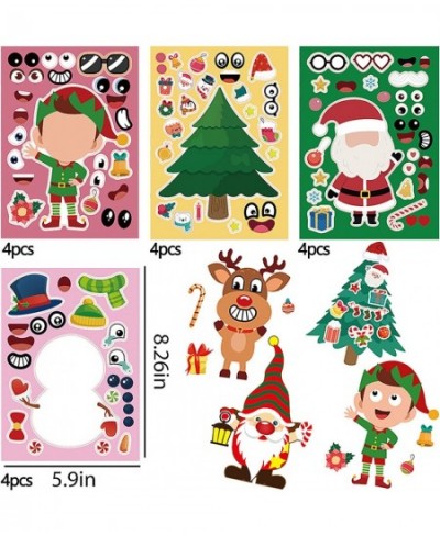 32 Sheets Christmas Party Games Stickers for Kids Crafts Make a Face Stickers DIY Make Your Own Santa Claus Snowman Reindeer ...