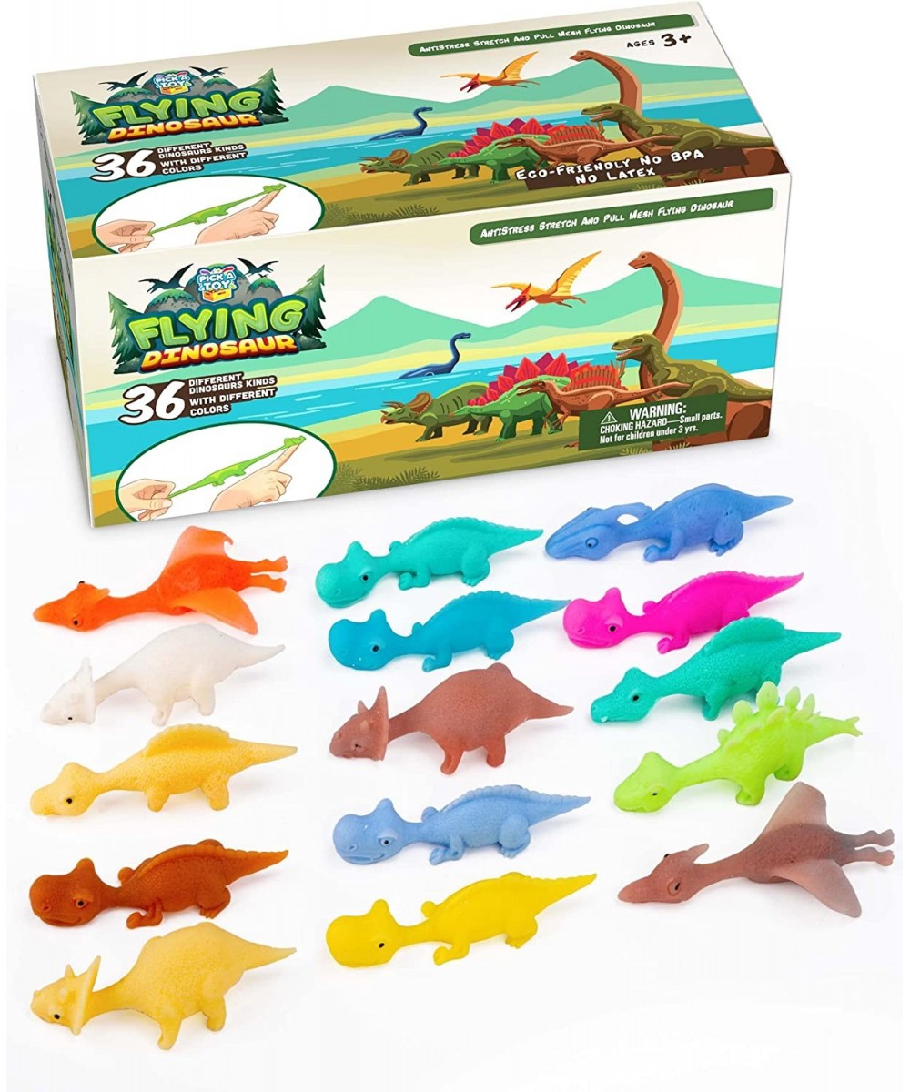 36 Pcs Mini Rubber Slingshot Flying Dinosaur Toys for Kids - Dino Shooter Game Finger Flicker Flying Dinosaur Animal Slingsho...