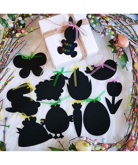 48 Set Scratch Easter Day Ornaments Egg Bunny Chick Cutouts with Holes Art Rainbow Magic Scratch Paper Ornaments Hang Tags Fa...