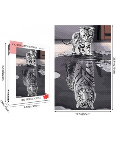 Puzzles for Adults Jigsaw Puzzles 1000 Pieces for Adults Kids– Cat Reflection and Tiger Jigsaw Puzzle Artwork Intellective Ed...