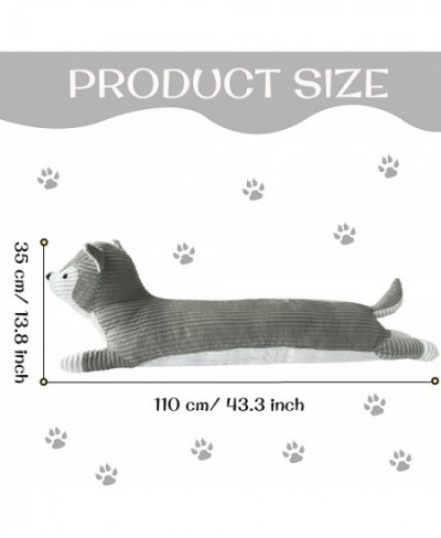 43” Husky Plush Long Pillow Gray Dog Body Pillow Animal Doll Cartoon Body Sleeping Hugging Long Pillows Puppy Stuffed Toy Hom...