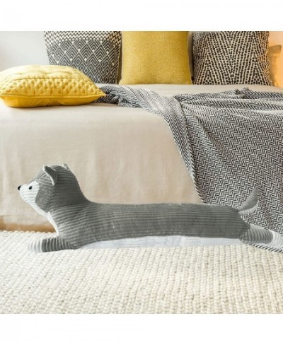 43” Husky Plush Long Pillow Gray Dog Body Pillow Animal Doll Cartoon Body Sleeping Hugging Long Pillows Puppy Stuffed Toy Hom...