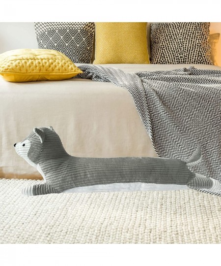 43” Husky Plush Long Pillow Gray Dog Body Pillow Animal Doll Cartoon Body Sleeping Hugging Long Pillows Puppy Stuffed Toy Hom...