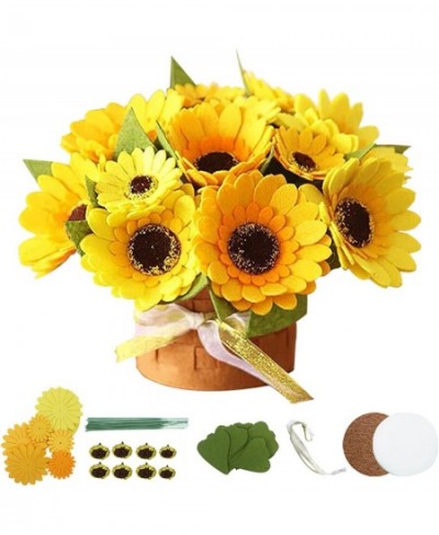 BAZIMA DIY Felt Flower Art Craft Kit DIY Felt Sunflower Bouquet Kit Floral Gifts Beginner Craft Kit Arrange Pre-Cut Felt Flow...