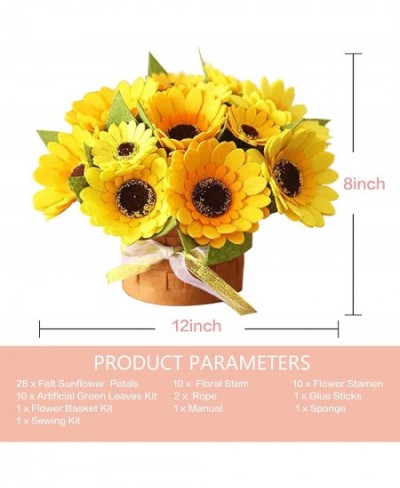 BAZIMA DIY Felt Flower Art Craft Kit DIY Felt Sunflower Bouquet Kit Floral Gifts Beginner Craft Kit Arrange Pre-Cut Felt Flow...