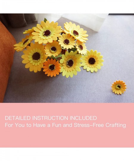 BAZIMA DIY Felt Flower Art Craft Kit DIY Felt Sunflower Bouquet Kit Floral Gifts Beginner Craft Kit Arrange Pre-Cut Felt Flow...